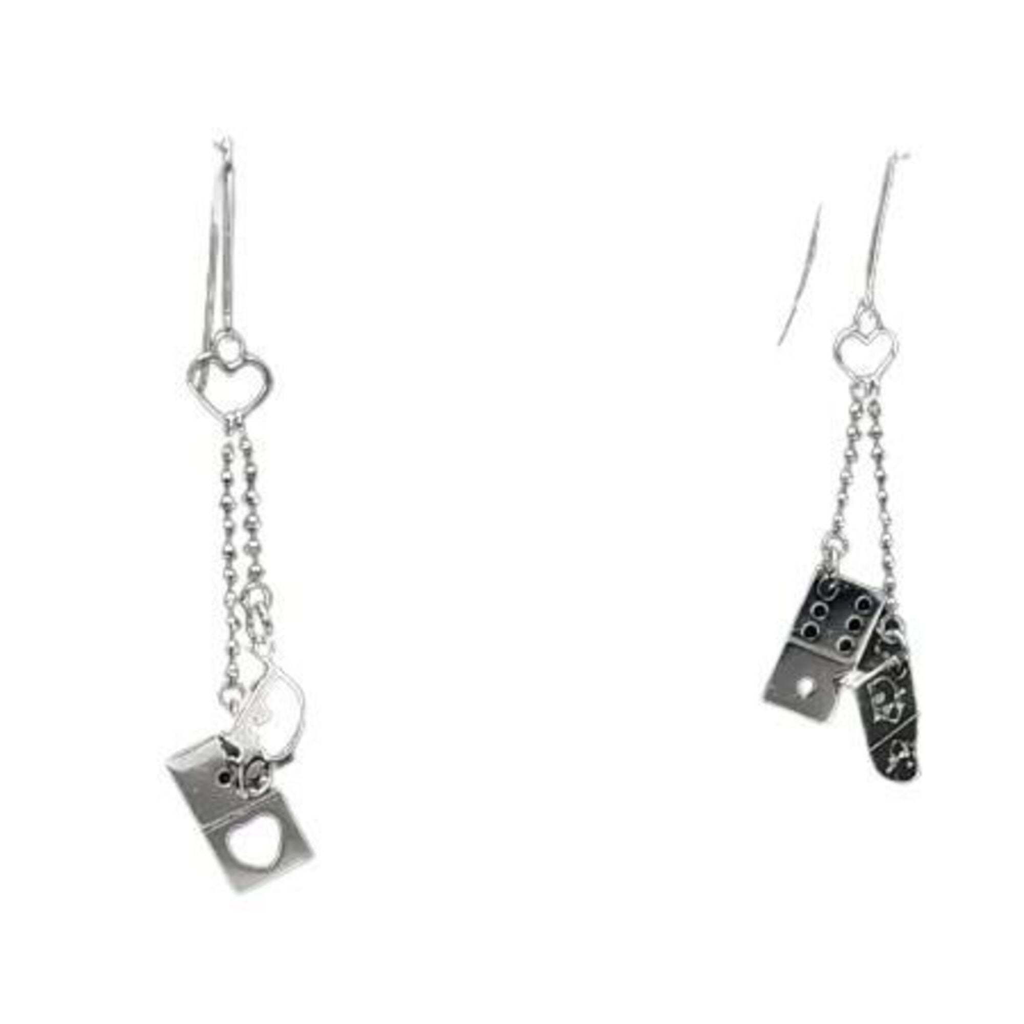Christian Dior Silver Metal Dice Hook Earrings For Women